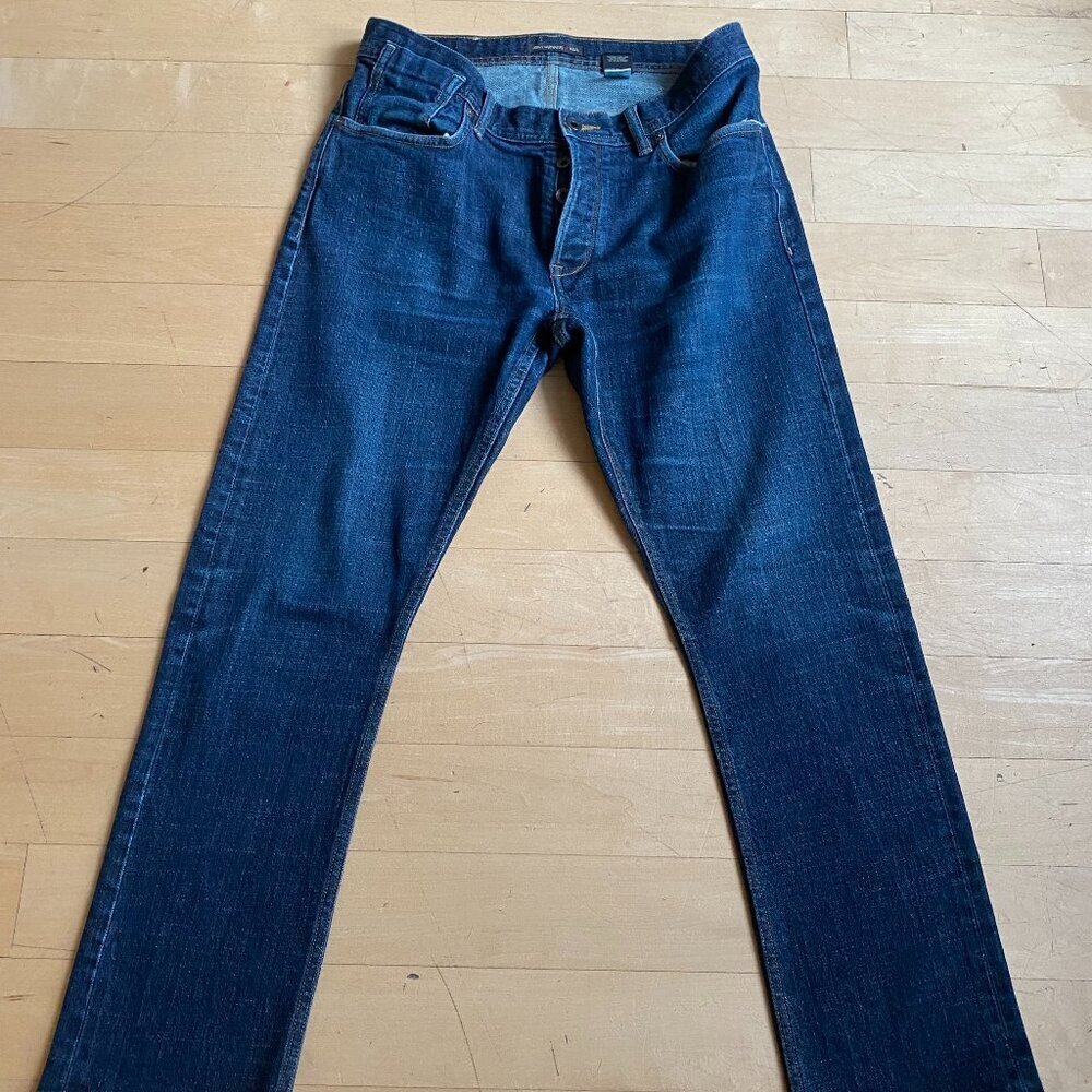 John Varvatos mens "Bowery" jeans sz 33 RG dark denim blue wash straight leg